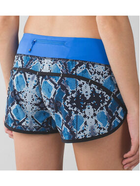 Lululemon Speed Up Lined Short 4-Way Stretch Lined Snake Print Blue Size 4 EUC